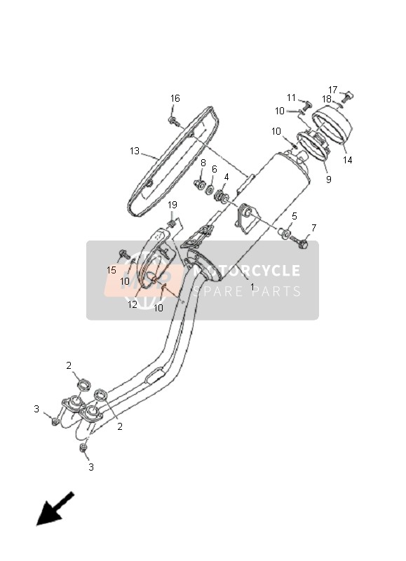 Yamaha XP500A T-MAX 2005 Exhaust for a 2005 Yamaha XP500A T-MAX